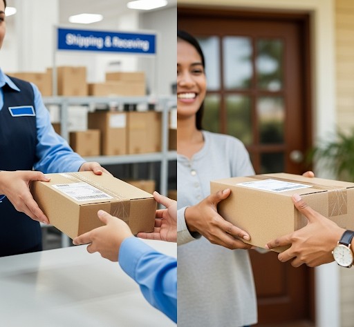 Seller packing an order
